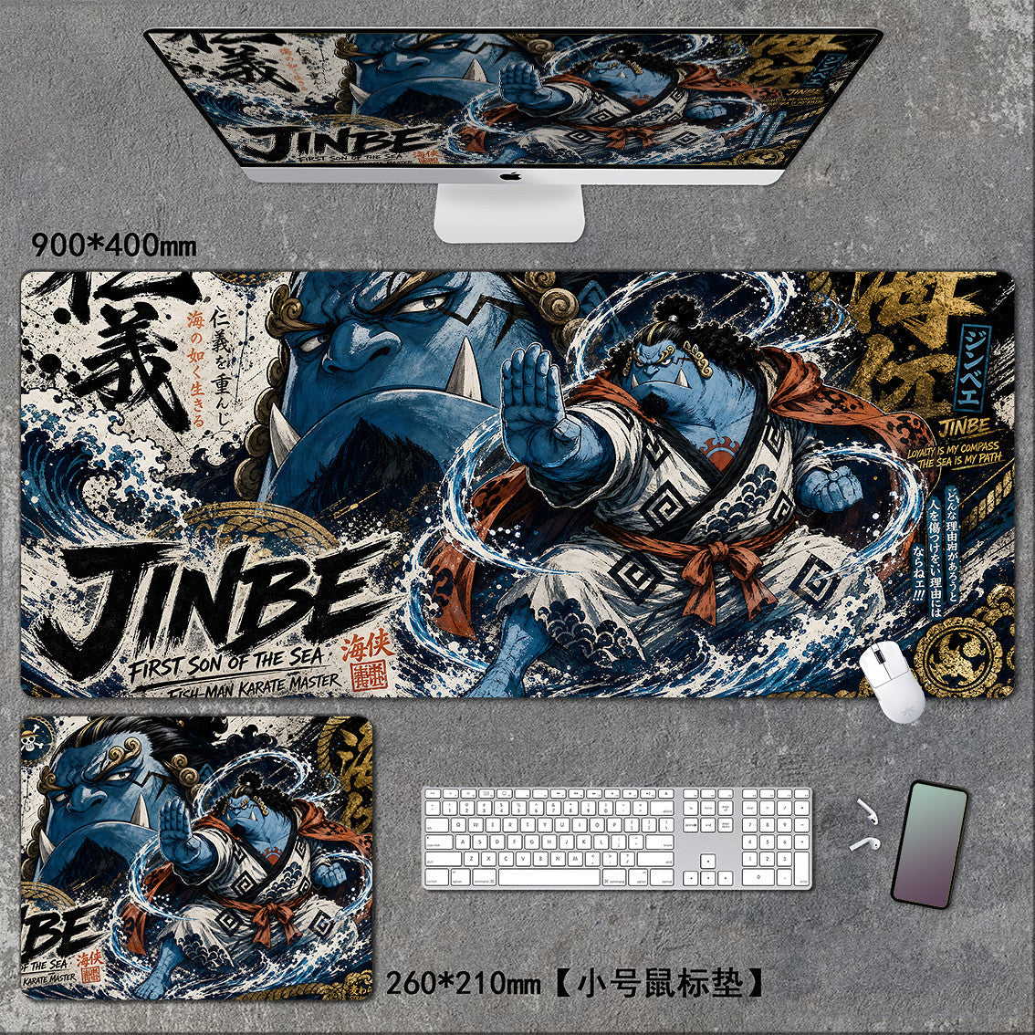 One Piece XXL Gaming Mouse Pad – Luffy, Zoro, Sanji Anime Desk Mat