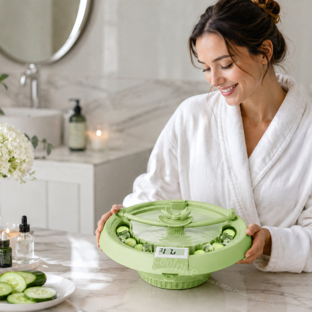 Facial Ice Bath Bowl With Thermometer – Foldable Silicone Cold Plunge Face Basin