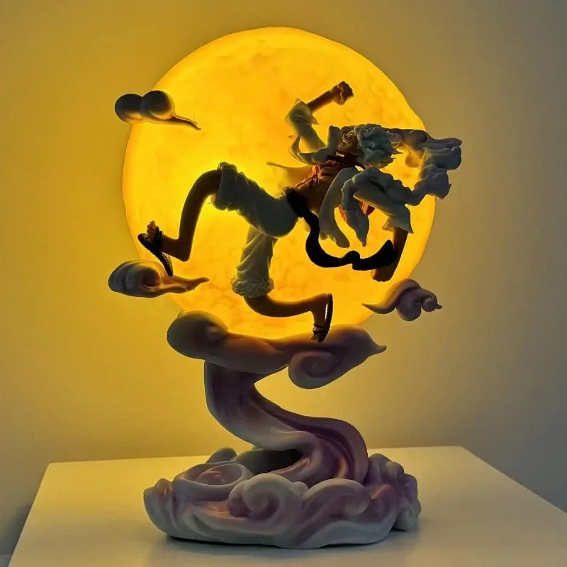 One Piece Gear 5 Nika Luffy Moon Light Figure – 28cm Anime LED Statue Decor