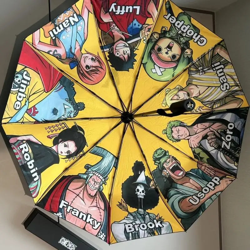 One Piece Anime Folding Umbrella – Luffy & Zoro Automatic UV Sun Rain Umbrella