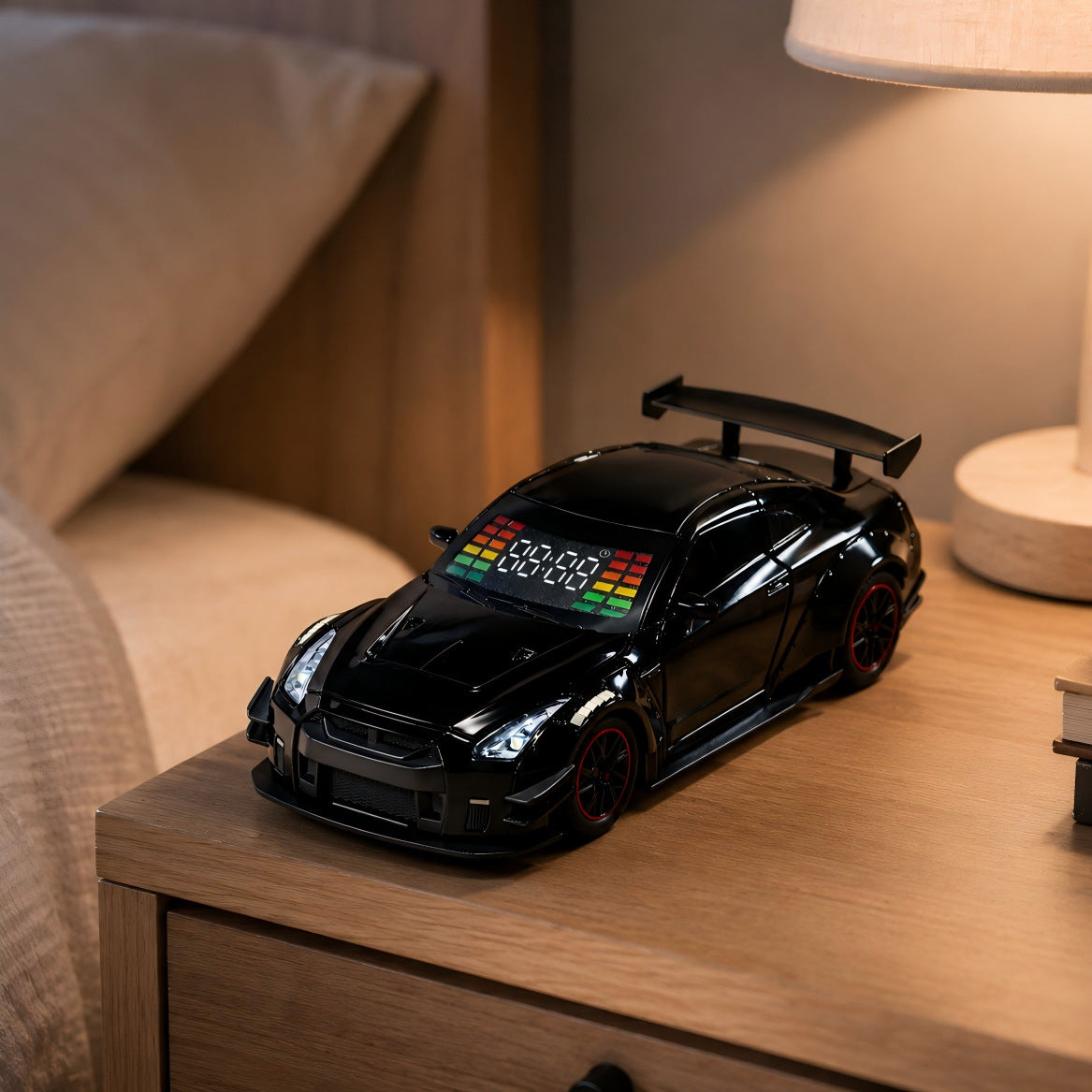 GTR Racing Car Alarm Clock – Metal Hypercar Desk Clock With Light & Mist Effect