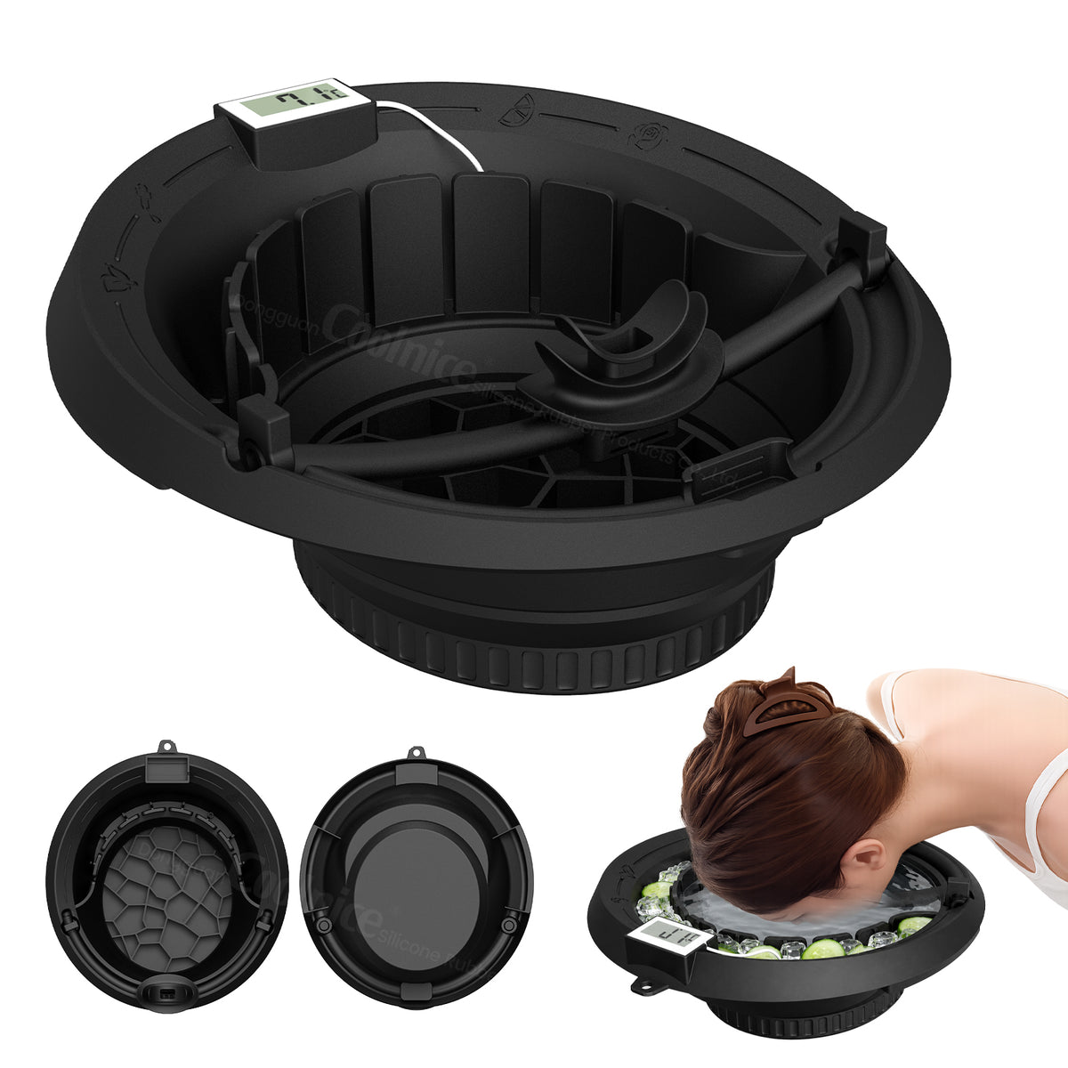 Facial Ice Bath Bowl With Thermometer – Foldable Silicone Cold Plunge Face Basin