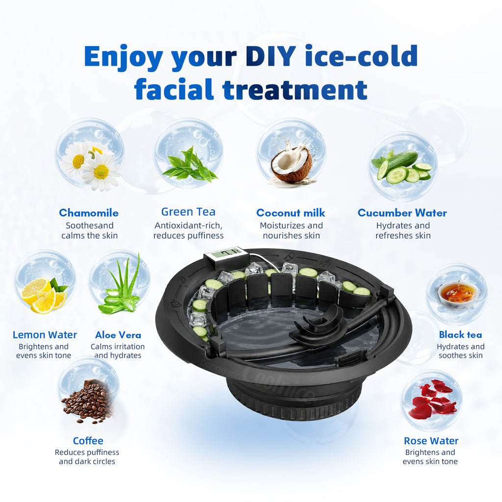 Facial Ice Bath Bowl With Thermometer – Foldable Silicone Cold Plunge Face Basin