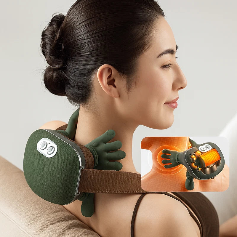 Neck & Shoulder Massager – Green Rechargeable Heat Massage Pillow