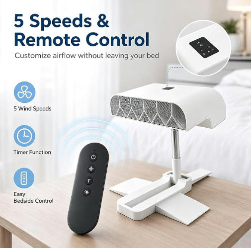 Smart Bed Cooling Fan – 5-Speed Under-Blanket Air Circulator With Remote