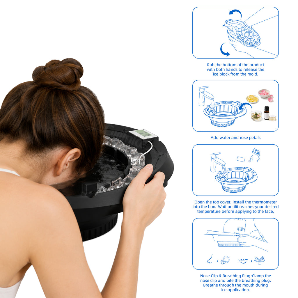Facial Ice Bath Bowl With Thermometer – Foldable Silicone Cold Plunge Face Basin
