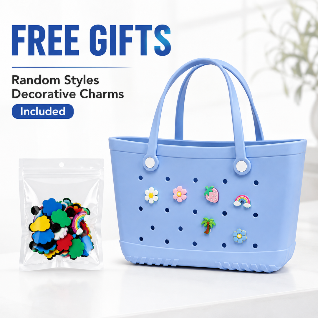 EVA Tote Bag with Charms – Washable Beach, Pool & Travel Carryall