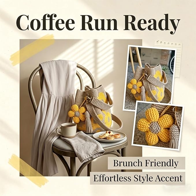 Handmade Crochet Flower Bag – Cute Knitted Shoulder Bag With Tassel Option