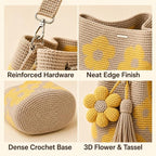 Handmade Crochet Flower Bag – Cute Knitted Shoulder Bag With Tassel Option