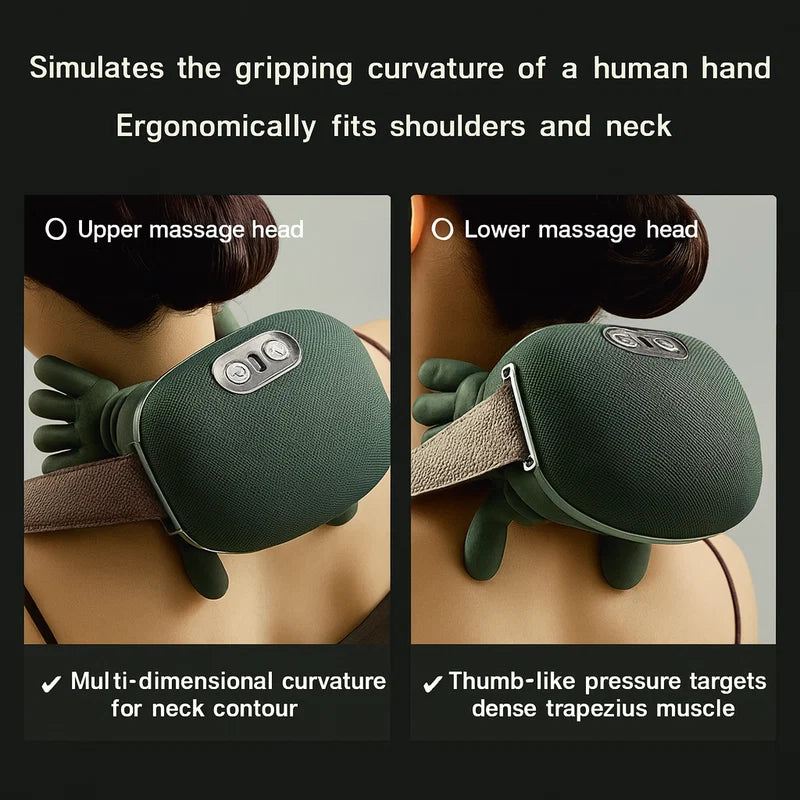 Neck & Shoulder Massager – Green Rechargeable Heat Massage Pillow
