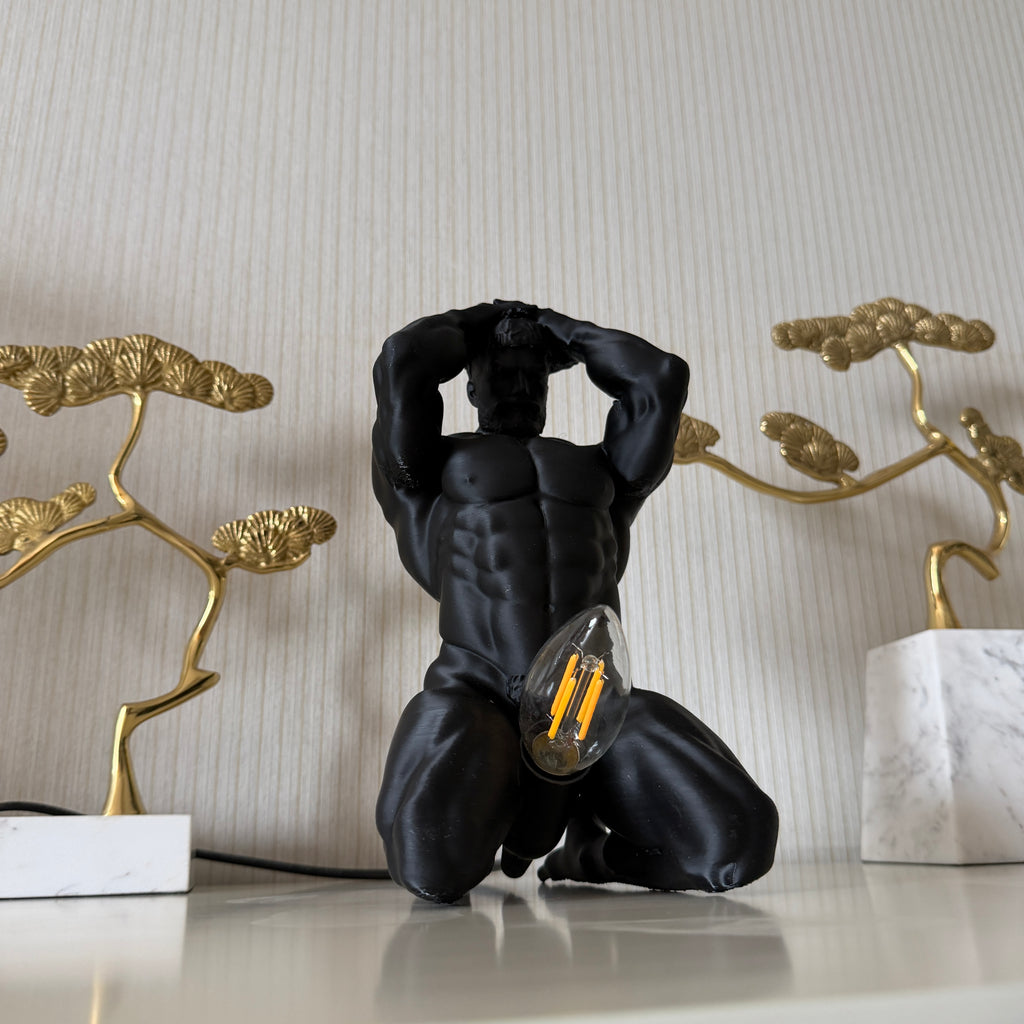 Muscular Man Sculpture Desk Lamp – Artistic Statue Light for Home Decor