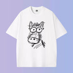 Doodle Horse Cotton T-Shirt – Minimal Hand Drawn Pony Tee