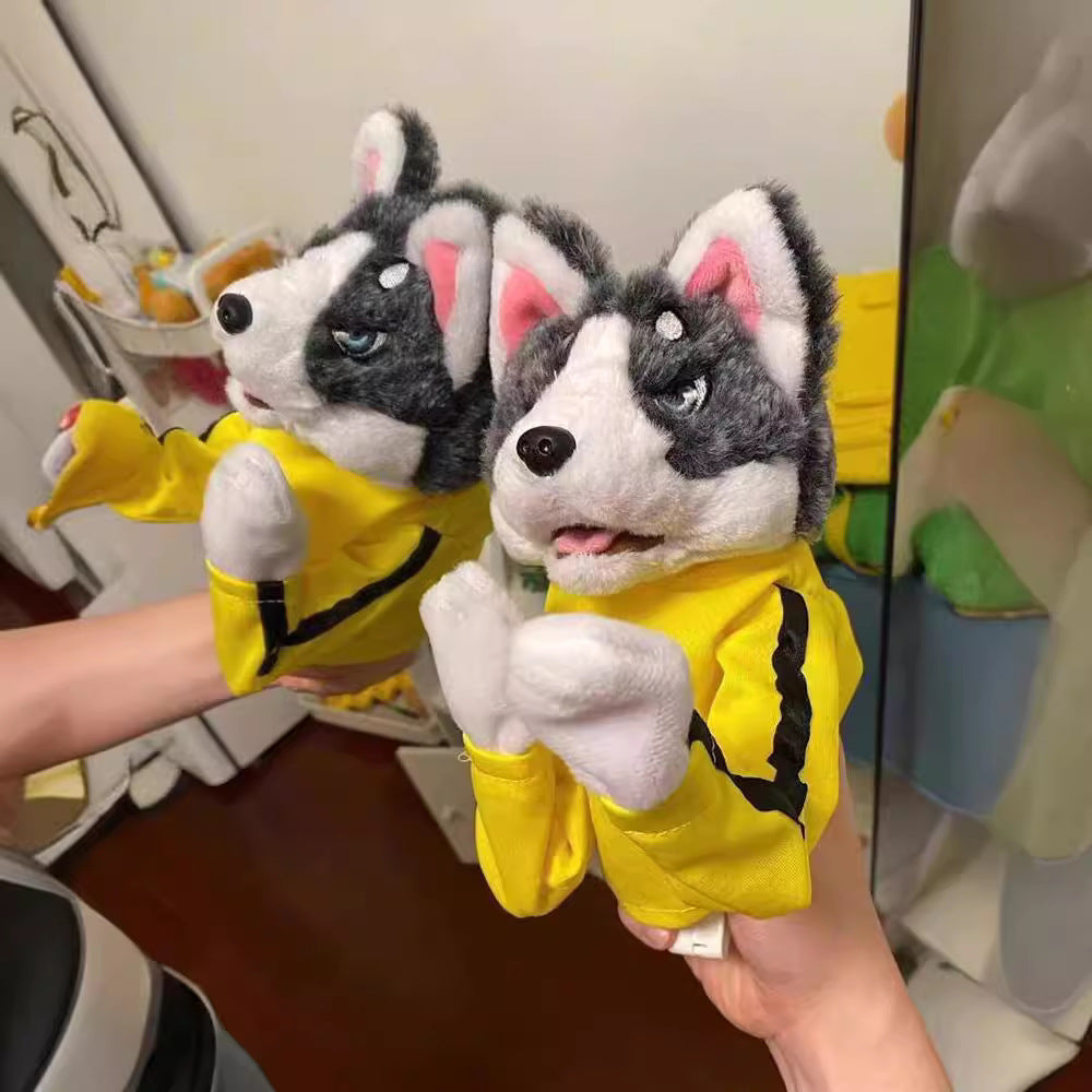 Funny Boxing Husky Plush Toy – Interactive Sound Dog Puppet Gift
