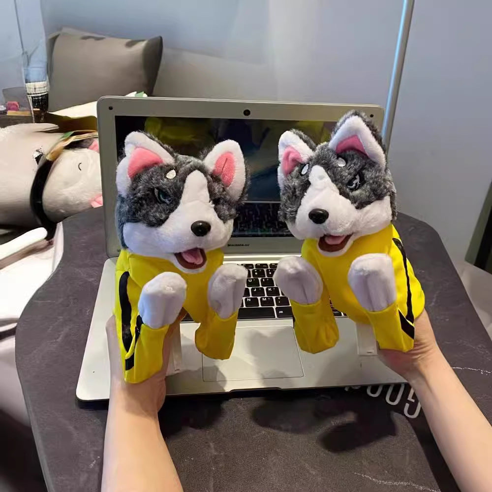 Funny Boxing Husky Plush Toy – Interactive Sound Dog Puppet Gift