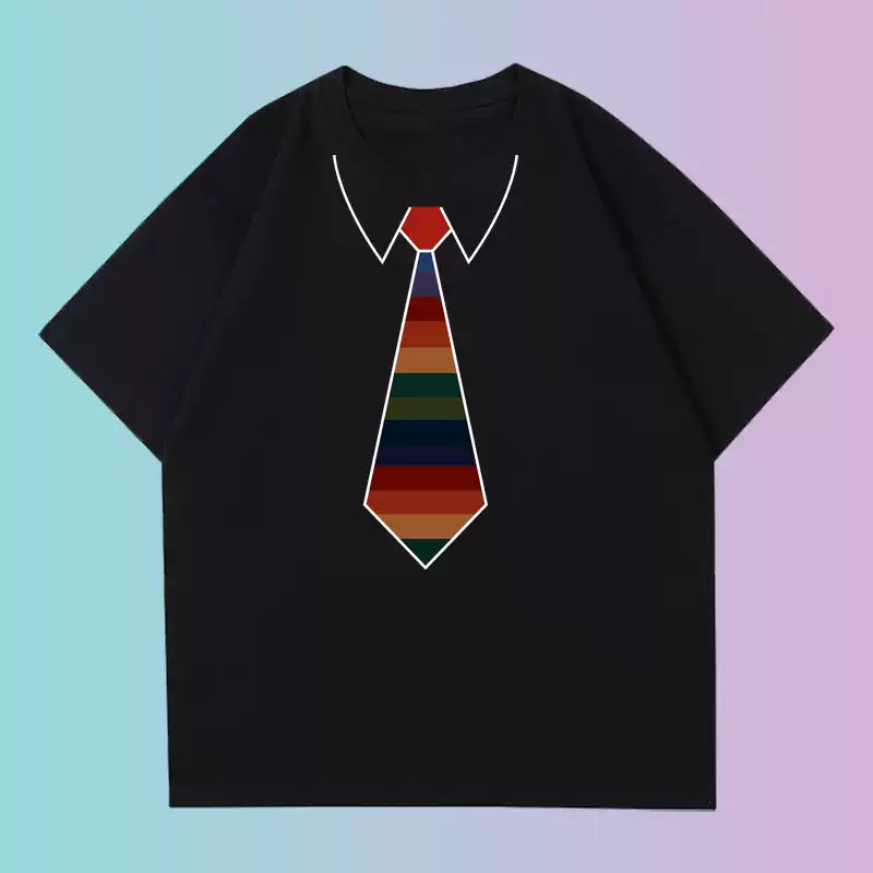 Fake Tie Cotton T-Shirt – Funny Novelty Short Sleeve Tee