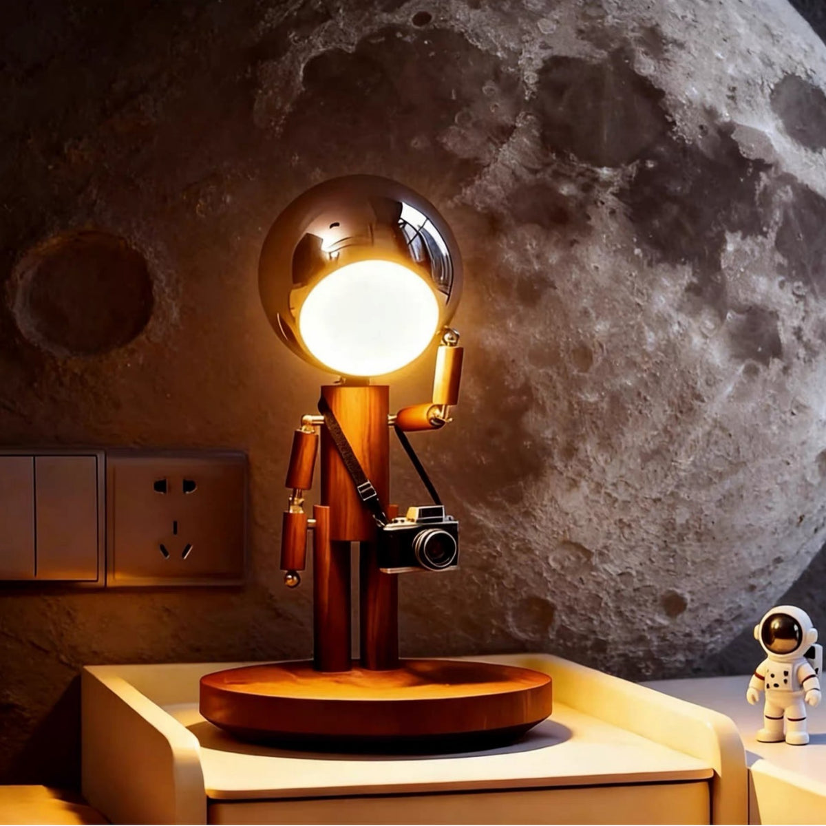 Wooden Adjustable Table Lamp – Touch Control Bedside Lamp With 3 Color Light