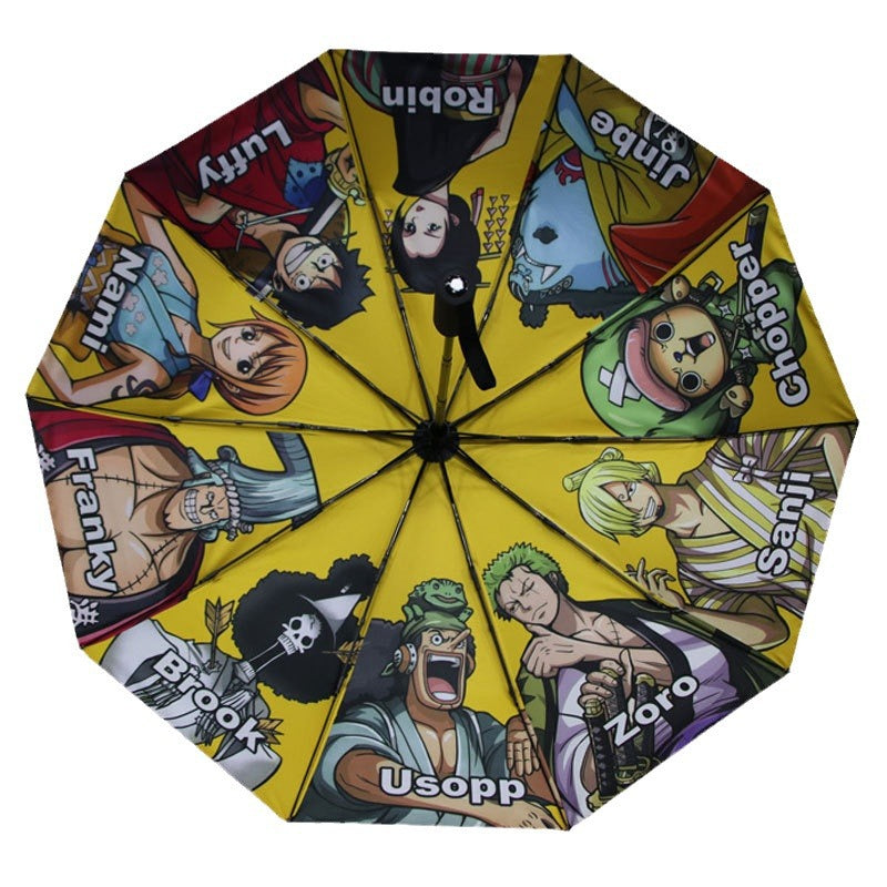 One Piece Anime Folding Umbrella – Luffy & Zoro Automatic UV Sun Rain Umbrella