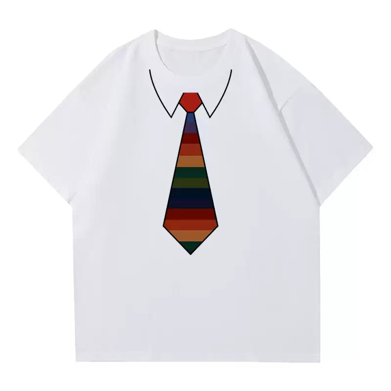 Fake Tie Cotton T-Shirt – Funny Novelty Short Sleeve Tee