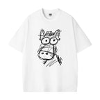 Doodle Horse Cotton T-Shirt – Minimal Hand Drawn Pony Tee