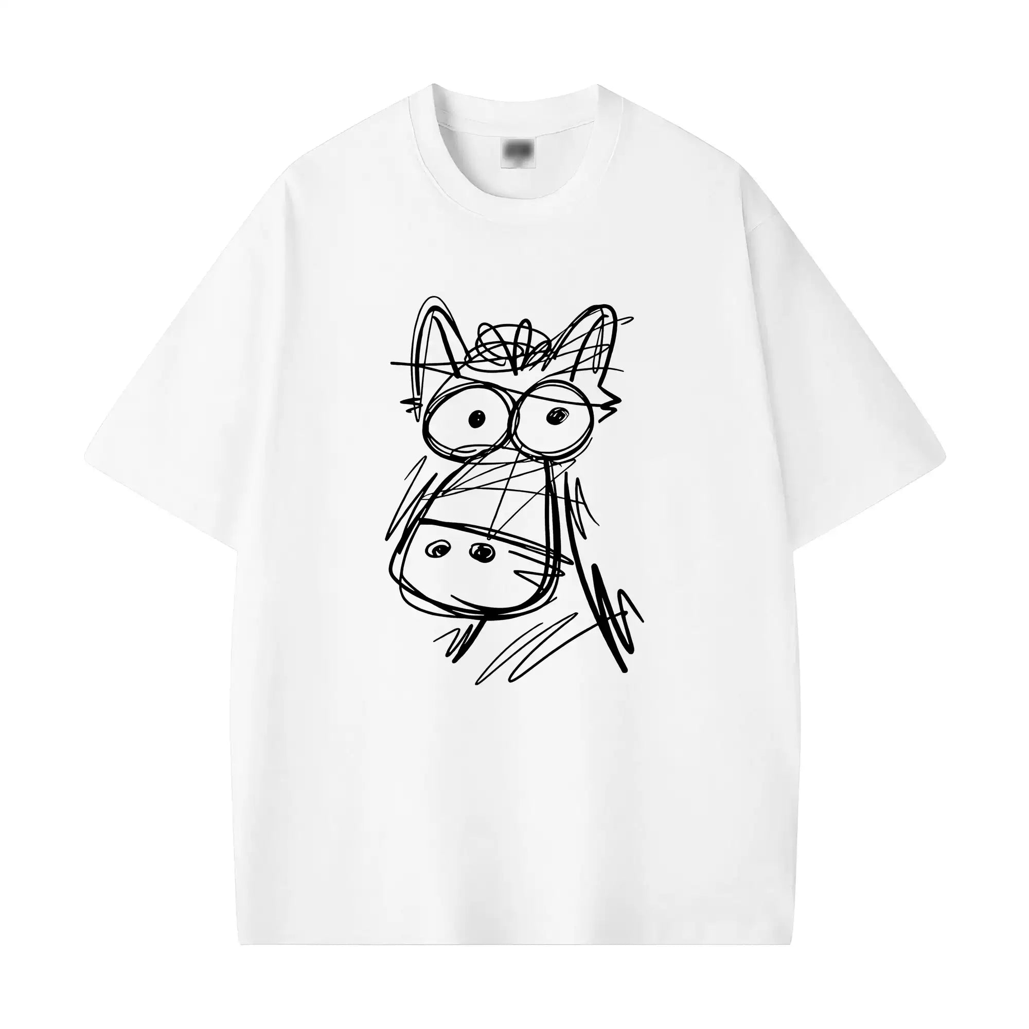 Doodle Horse Cotton T-Shirt – Minimal Hand Drawn Pony Tee