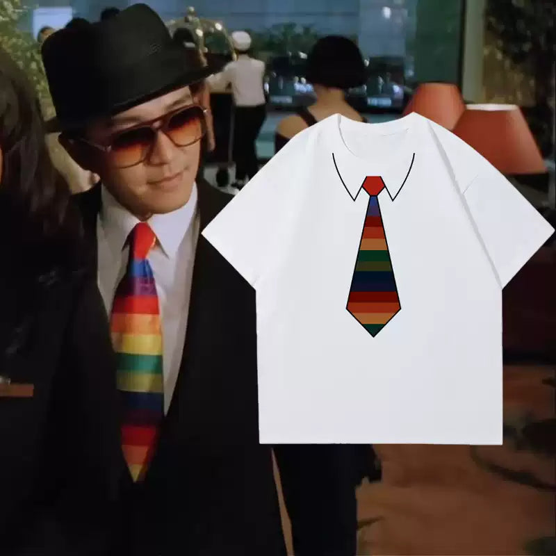 Fake Tie Cotton T-Shirt – Funny Novelty Short Sleeve Tee