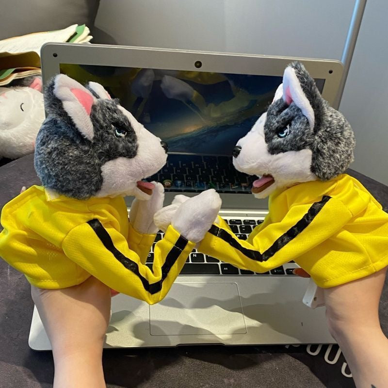 Funny Boxing Husky Plush Toy – Interactive Sound Dog Puppet Gift