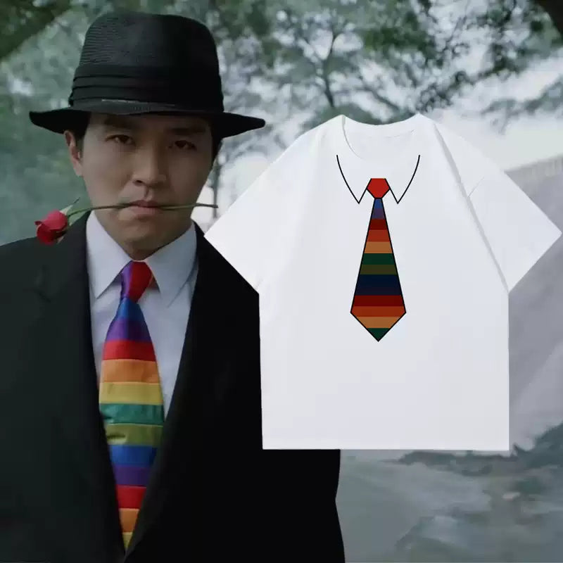 Fake Tie Cotton T-Shirt – Funny Novelty Short Sleeve Tee