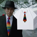 Fake Tie Cotton T-Shirt – Funny Novelty Short Sleeve Tee