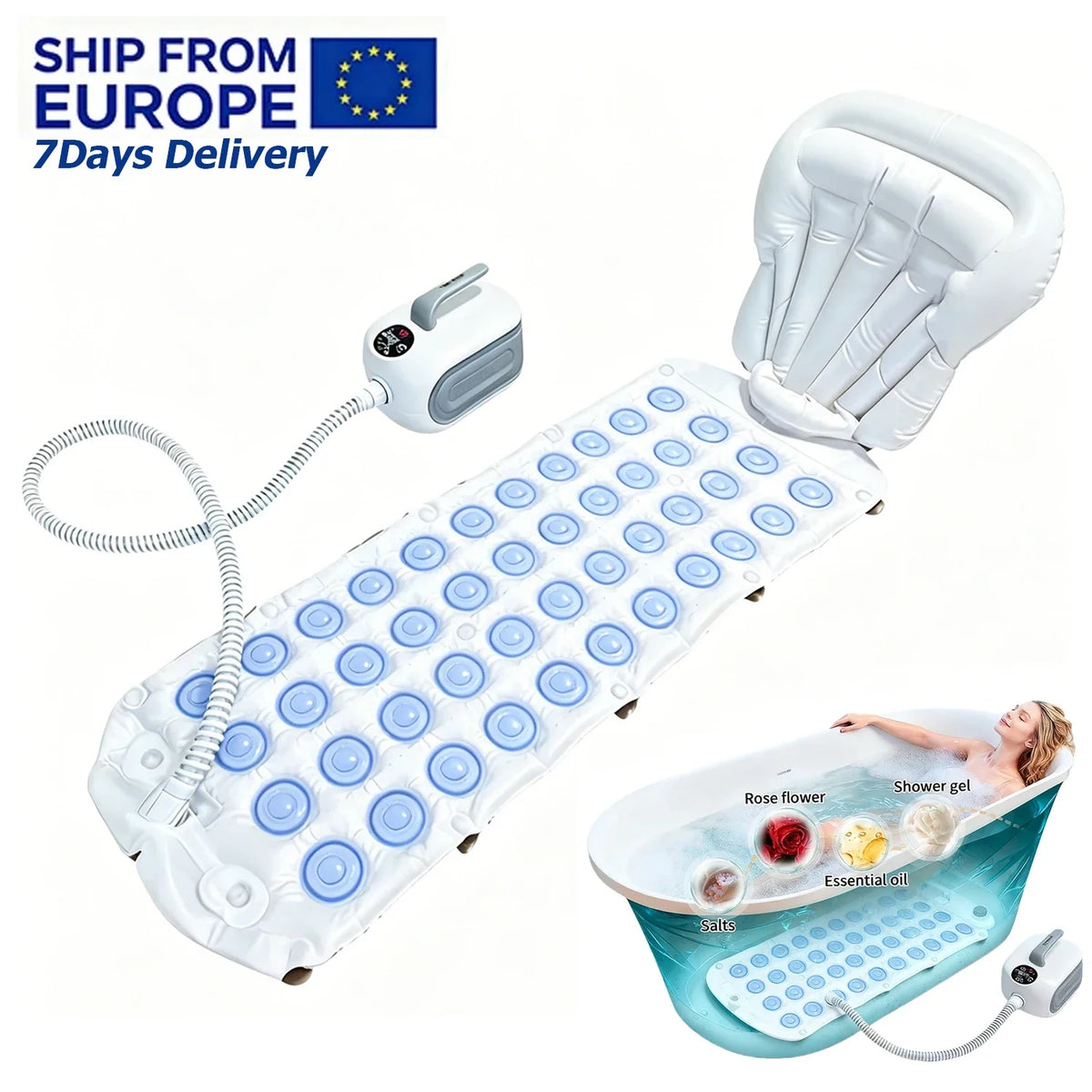 Electric Bubble Bath Massage Mat – Full-Body Tub Air Mat