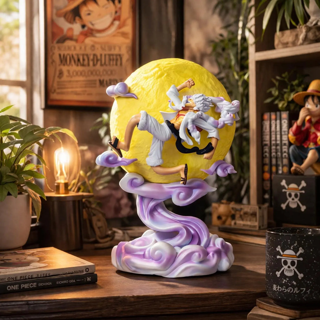 One Piece Gear 5 Nika Luffy Moon Light Figure – 28cm Anime LED Statue Decor