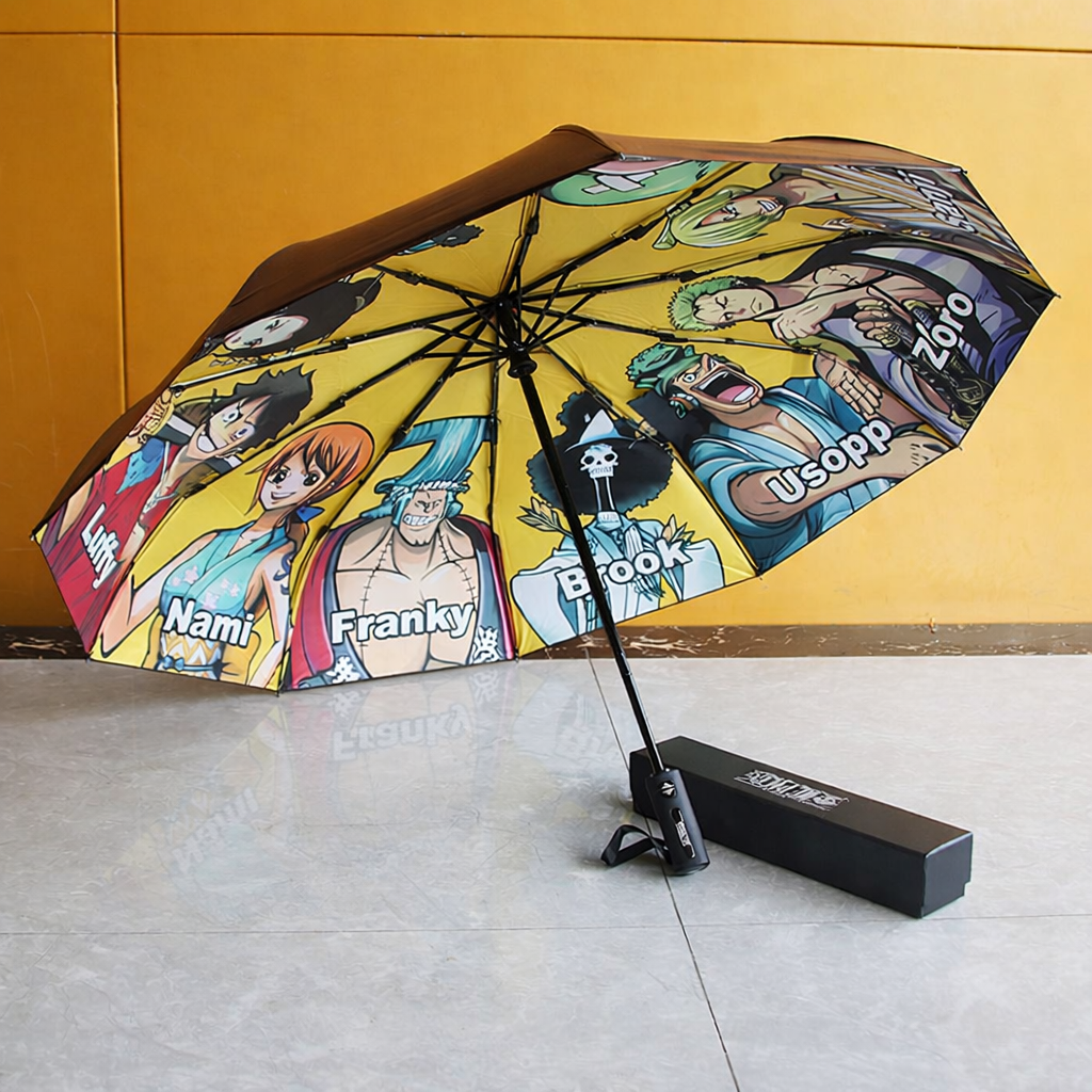 One Piece Anime Folding Umbrella – Luffy & Zoro Automatic UV Sun Rain Umbrella
